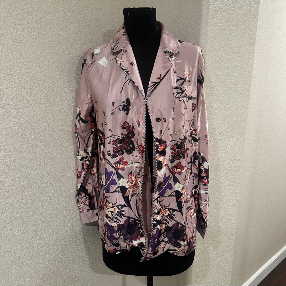 Women’s Floral Pink Satin Shirt